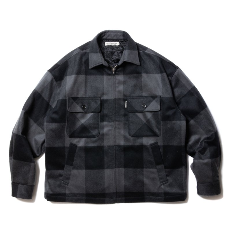 画像1: COOTIE PRODUCTIONS/Buffalo Check Wool Zip Up CPO Jacket（Black/Gray）［バッファローチェックウールCPO JKT-23秋冬］