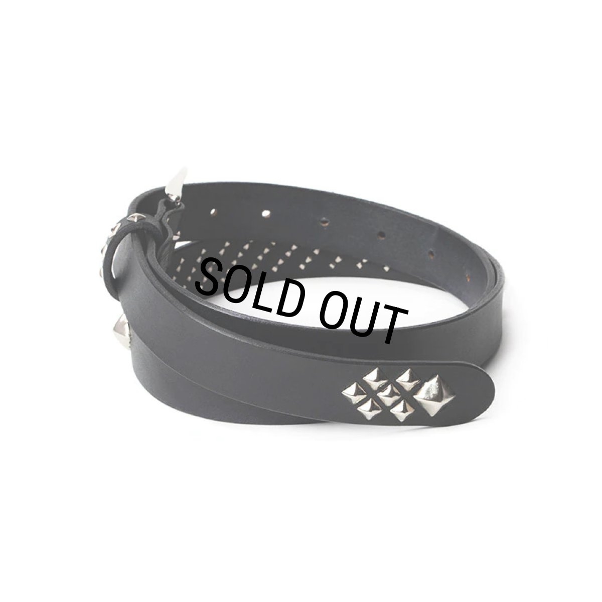 画像2: CALEE/STUDS LEATHER NARROW BELT（BLACK）［スタッズレザーナローベルト-23秋冬］ (2)