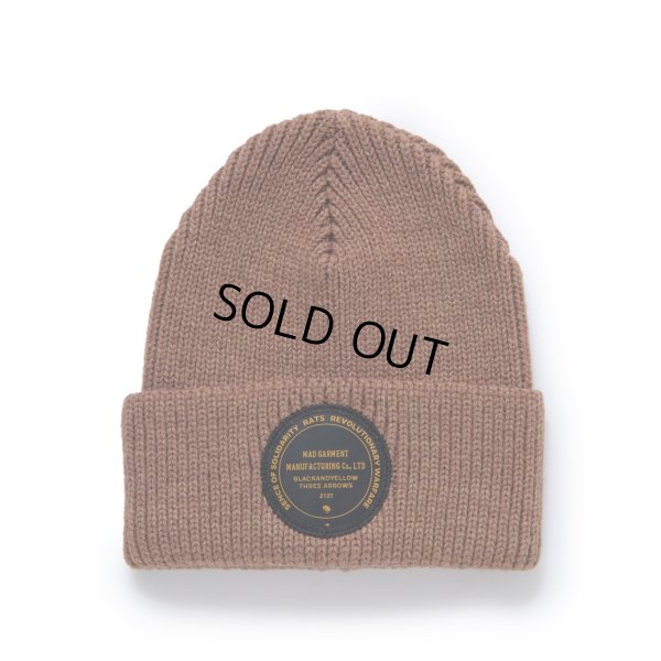 画像1: RATS/KNIT CAP CIRCLE PATCH（BROWN） 【30%OFF】［ニットキャップ-23秋冬］
