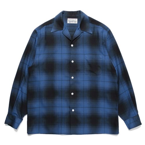 他の写真1: WACKO MARIA/OMBRE CHECK OPEN COLLAR SHIRT（BLUE）［オンブレチェックオープンカラーシャツ-23秋冬］