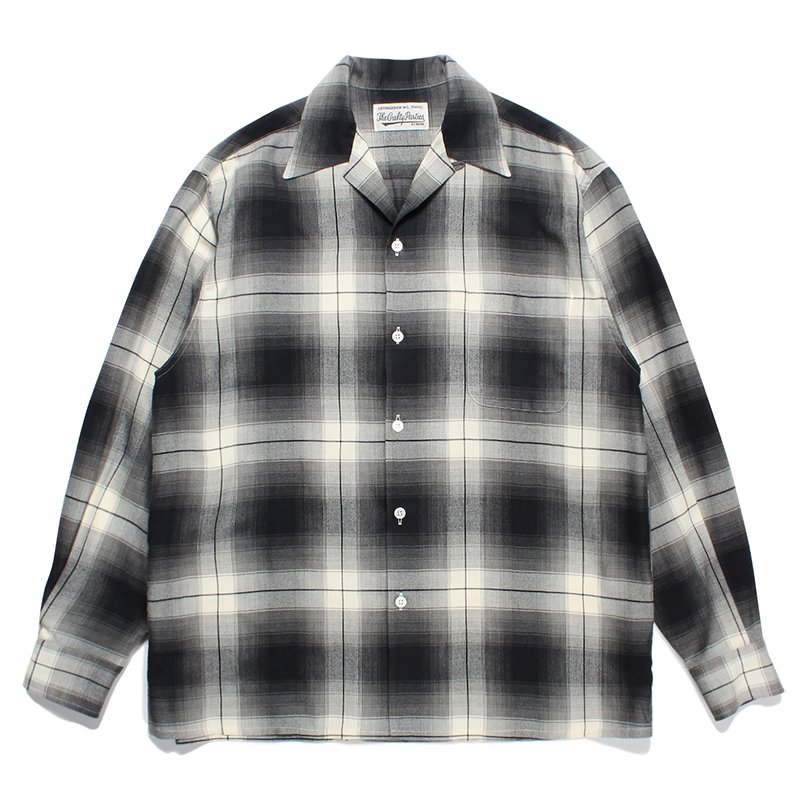 画像1: WACKO MARIA/OMBRE CHECK OPEN COLLAR SHIRT（WHITE）［オンブレチェックオープンカラーシャツ-23秋冬］
