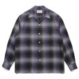 画像1: WACKO MARIA/OMBRE CHECK OPEN COLLAR SHIRT（PURPLE）［オンブレチェックオープンカラーシャツ-23秋冬］ (1)