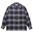 画像1: WACKO MARIA/OMBRE CHECK OPEN COLLAR SHIRT（PURPLE）［オンブレチェックオープンカラーシャツ-23秋冬］ (1)