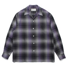 画像1: WACKO MARIA/OMBRE CHECK OPEN COLLAR SHIRT（PURPLE）［オンブレチェックオープンカラーシャツ-23秋冬］ (1)