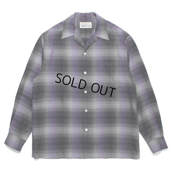 画像1: WACKO MARIA/OMBRE CHECK OPEN COLLAR SHIRT（PURPLE）［オンブレチェックオープンカラーシャツ-23秋冬］