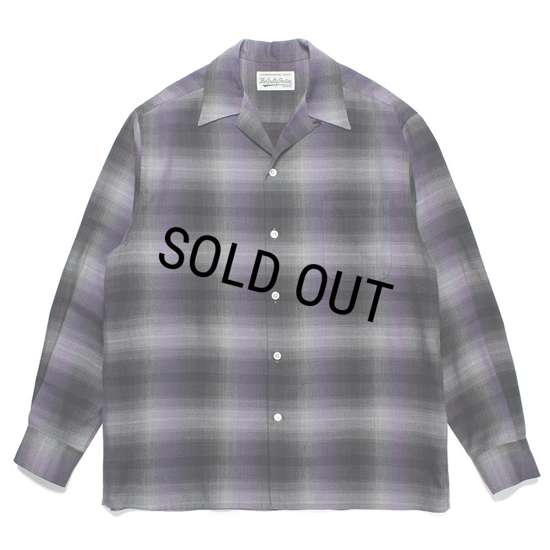 WACKO MARIA/OMBRE CHECK OPEN COLLAR SHIRT（PURPLE