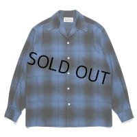 WACKO MARIA/OMBRE CHECK OPEN COLLAR SHIRT（BLUE）［オンブレチェックオープンカラーシャツ-23秋冬］