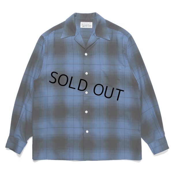 画像1: WACKO MARIA/OMBRE CHECK OPEN COLLAR SHIRT（BLUE）［オンブレチェックオープンカラーシャツ-23秋冬］