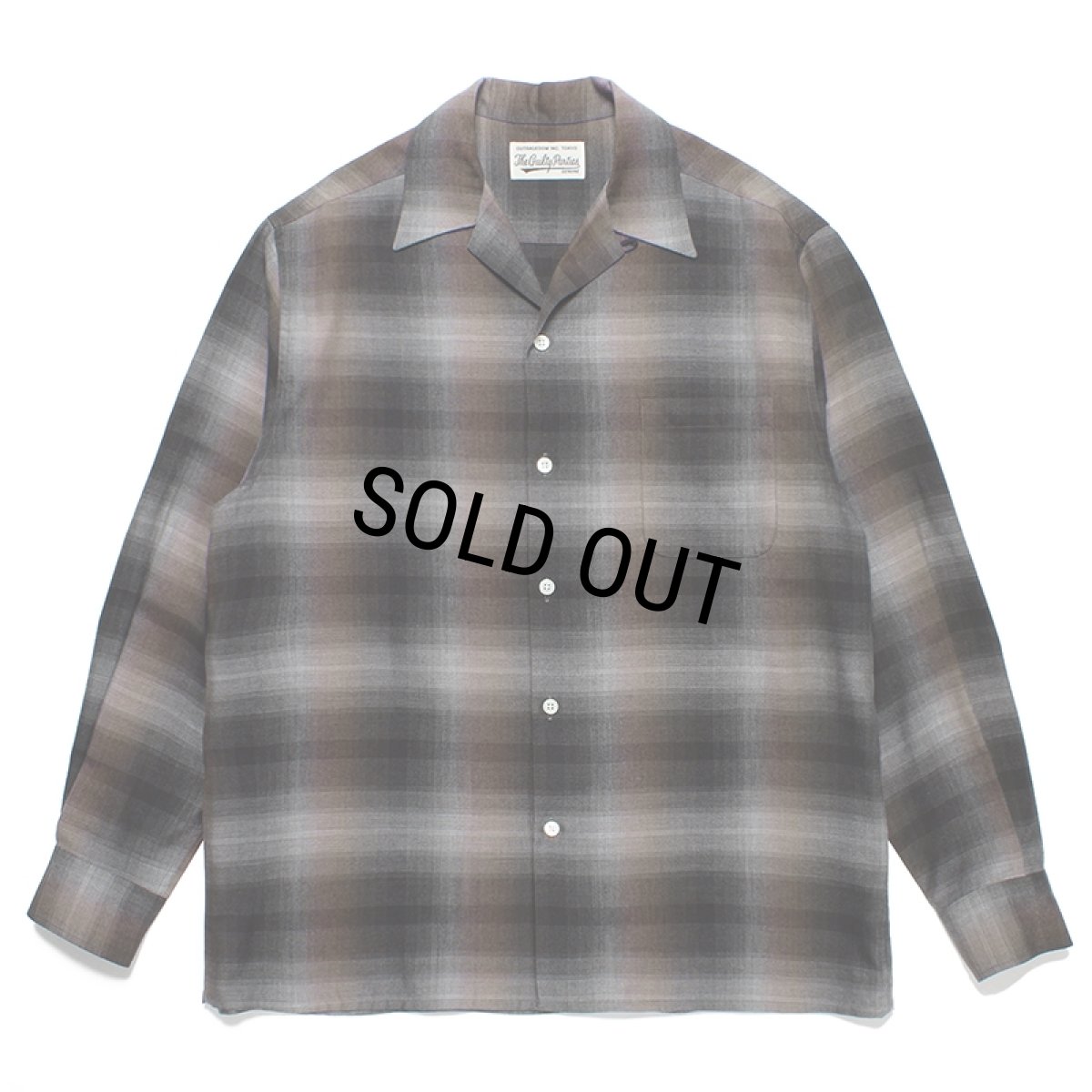 画像1: WACKO MARIA/OMBRE CHECK OPEN COLLAR SHIRT（BROWN）［オンブレチェックオープンカラーシャツ-23秋冬］ (1)