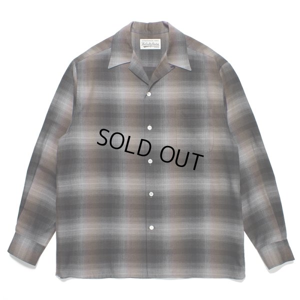 画像1: WACKO MARIA/OMBRE CHECK OPEN COLLAR SHIRT（BROWN）［オンブレチェックオープンカラーシャツ-23秋冬］