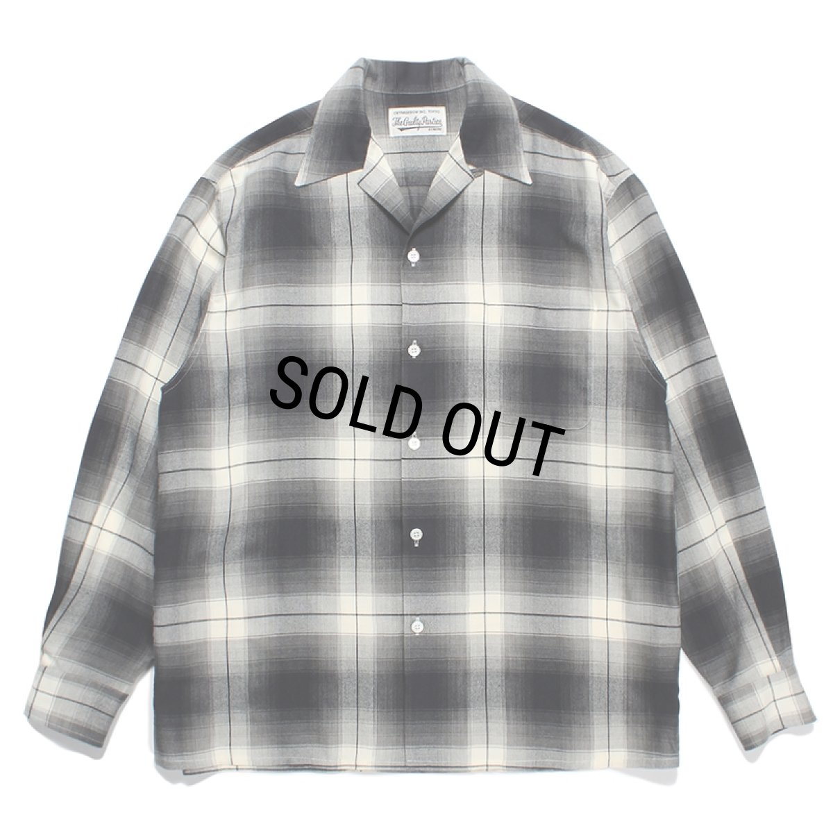 画像1: WACKO MARIA/OMBRE CHECK OPEN COLLAR SHIRT（WHITE）［オンブレチェックオープンカラーシャツ-23秋冬］ (1)