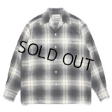 WACKO MARIA/OMBRE CHECK OPEN COLLAR SHIRT（WHITE）［オンブレチェックオープンカラーシャツ-23秋冬］