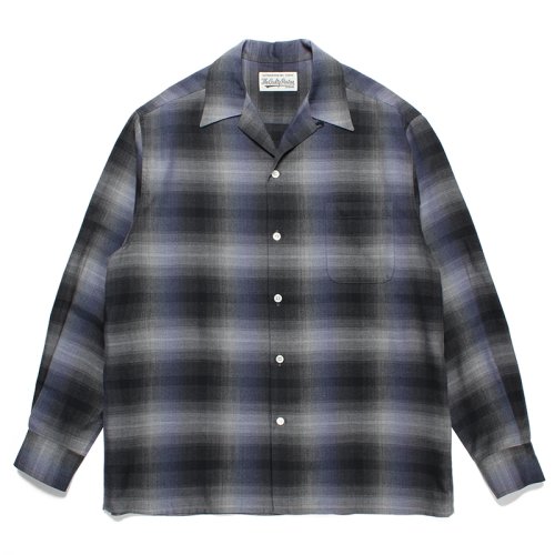 他の写真1: WACKO MARIA/OMBRE CHECK OPEN COLLAR SHIRT（NAVY）［オンブレチェックオープンカラーシャツ-23秋冬］