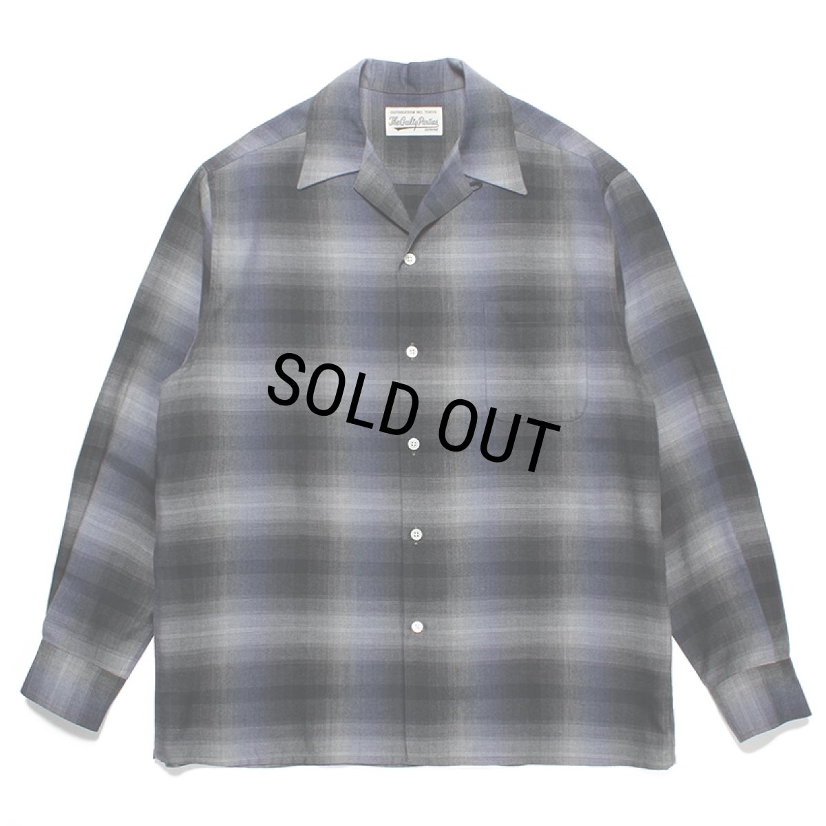 画像1: WACKO MARIA/OMBRE CHECK OPEN COLLAR SHIRT（NAVY）［オンブレチェックオープンカラーシャツ-23秋冬］ (1)