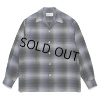 WACKO MARIA/OMBRE CHECK OPEN COLLAR SHIRT（NAVY）［オンブレチェックオープンカラーシャツ-23秋冬］