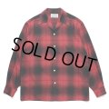 WACKO MARIA/OMBRE CHECK OPEN COLLAR SHIRT（RED）［オンブレチェックオープンカラーシャツ-23秋冬］