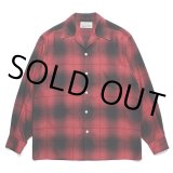 WACKO MARIA/OMBRE CHECK OPEN COLLAR SHIRT（RED）［オンブレチェックオープンカラーシャツ-23秋冬］