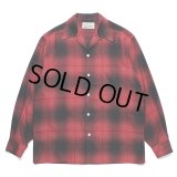 WACKO MARIA/OMBRE CHECK OPEN COLLAR SHIRT（RED）［オンブレチェックオープンカラーシャツ-23秋冬］