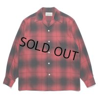 WACKO MARIA/OMBRE CHECK OPEN COLLAR SHIRT（RED）［オンブレチェックオープンカラーシャツ-23秋冬］