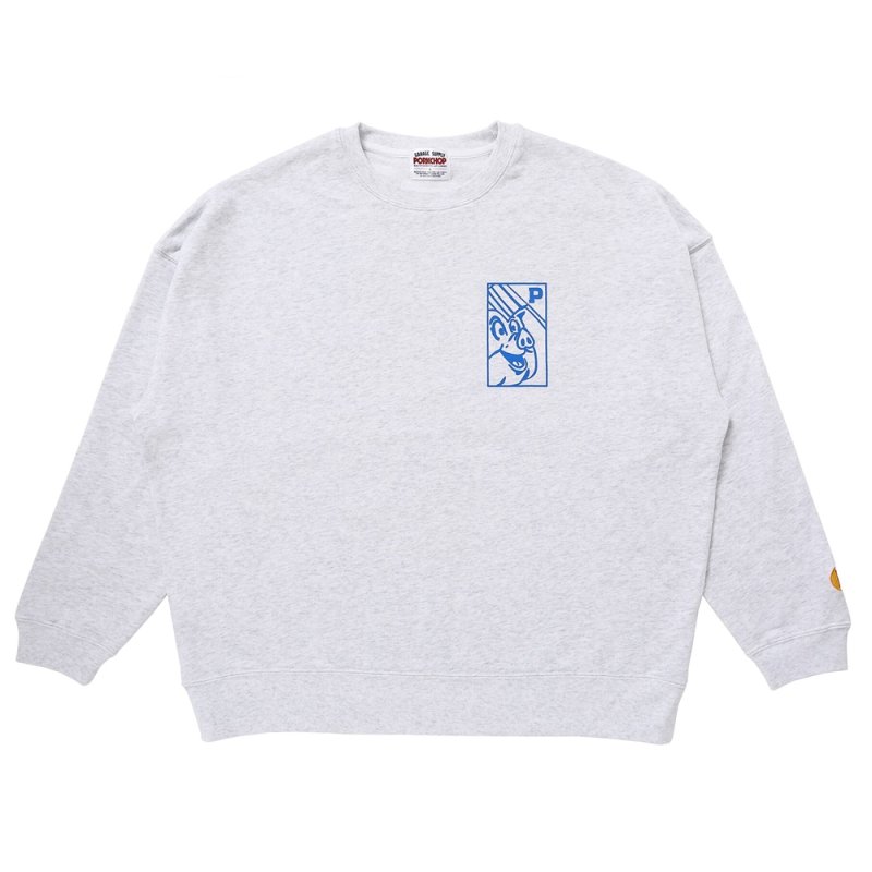 画像1: PORKCHOP/O.P. SQUARE SWEAT（ASH）［クルーネックスウェット-23秋冬］