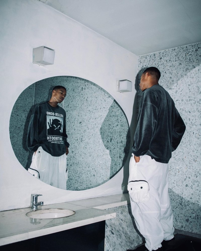 画像3: TIGHTBOOTH/HAND SIGN VELOUR LS（Charcoal）［ベロアロングスリーブ-23秋冬］