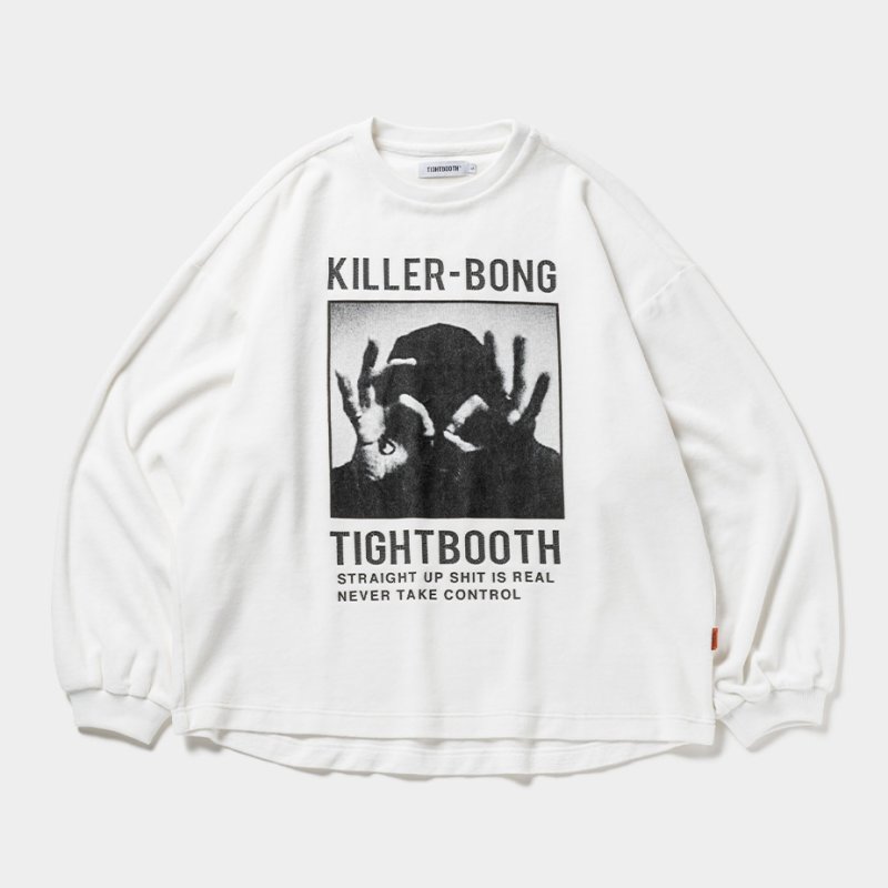 画像1: TIGHTBOOTH/HAND SIGN VELOUR LS（White）［ベロアロングスリーブ-23秋冬］