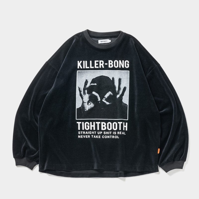 画像1: TIGHTBOOTH/HAND SIGN VELOUR LS（Black）［ベロアロングスリーブ-23秋冬］