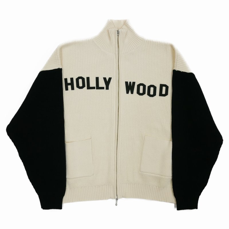 画像1: DAIRIKU/"HOLLYWOOD" Drivers Knit（White & Black）［ドライバーズニット-24春夏］