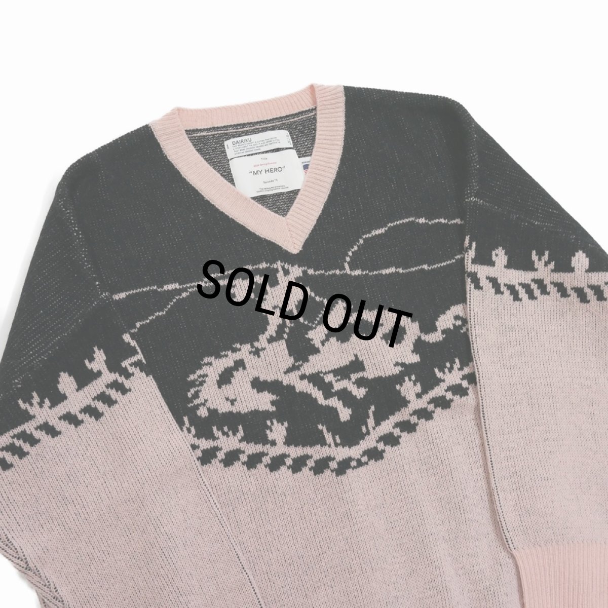 画像4: DAIRIKU/"Cowboy" Pullover Knit（Pink & Black）［プルオーバーニット-24春夏］ (4)
