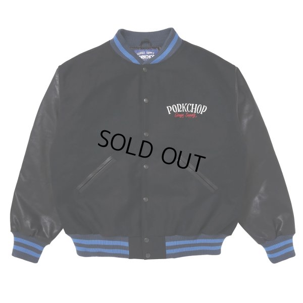 画像2: PORKCHOP/MELTON VARSITY JACKET（BLACK/BLACK）［メルトンヴァーシティJKT-24春夏］