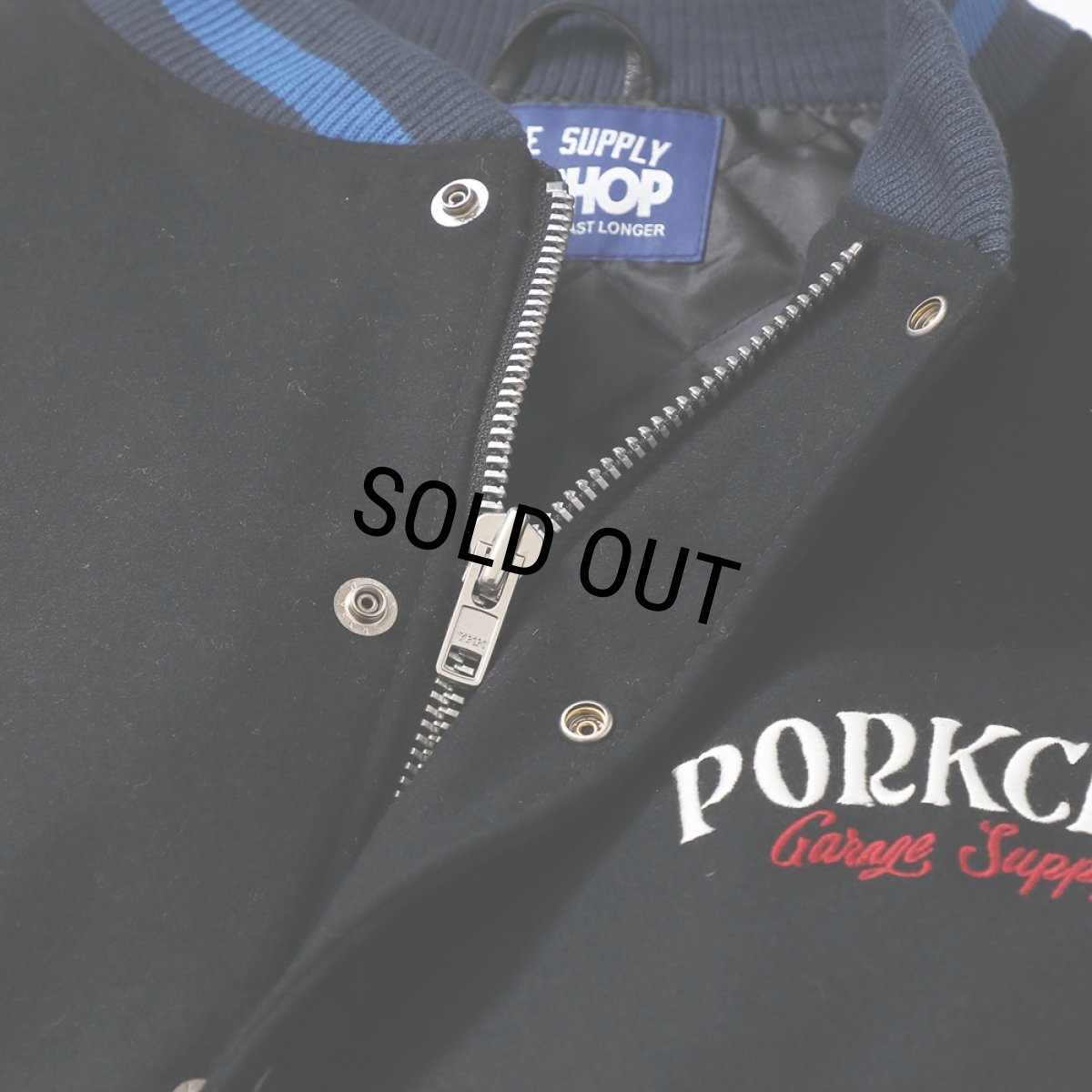 画像4: PORKCHOP/MELTON VARSITY JACKET（BLACK/BLACK）［メルトンヴァーシティJKT-24春夏］ (4)