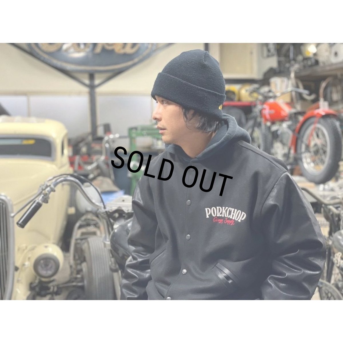 画像10: PORKCHOP/MELTON VARSITY JACKET（BLACK/BLACK）［メルトンヴァーシティJKT-24春夏］ (10)