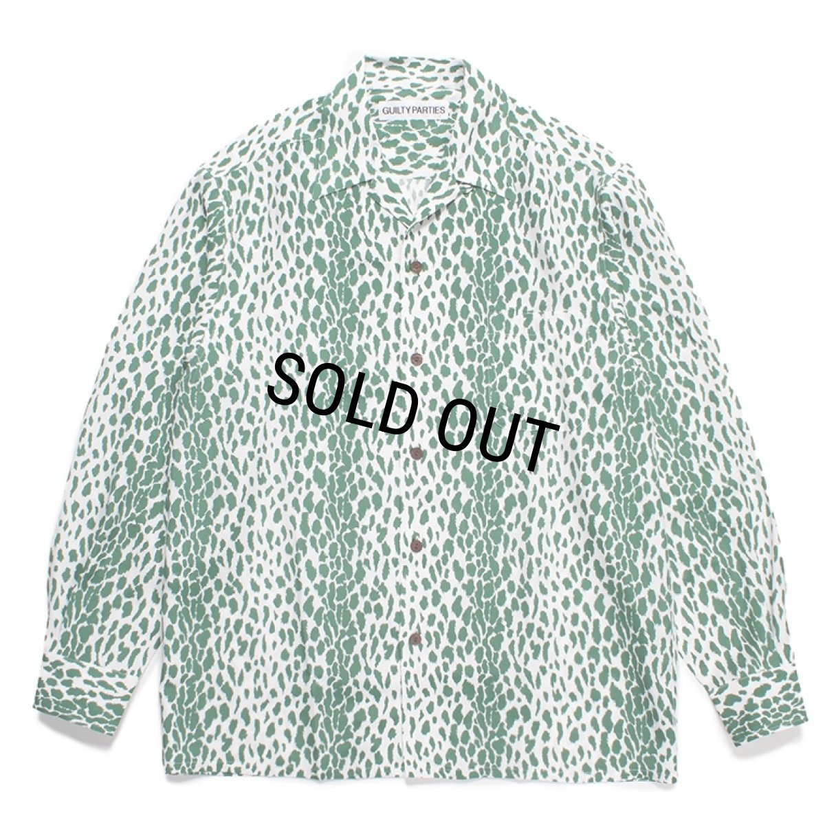 画像1: WACKO MARIA/LEOPARD OPEN COLLAR SHIRT（GREEN）［レオパードオープンカラーシャツ-24春夏］ (1)