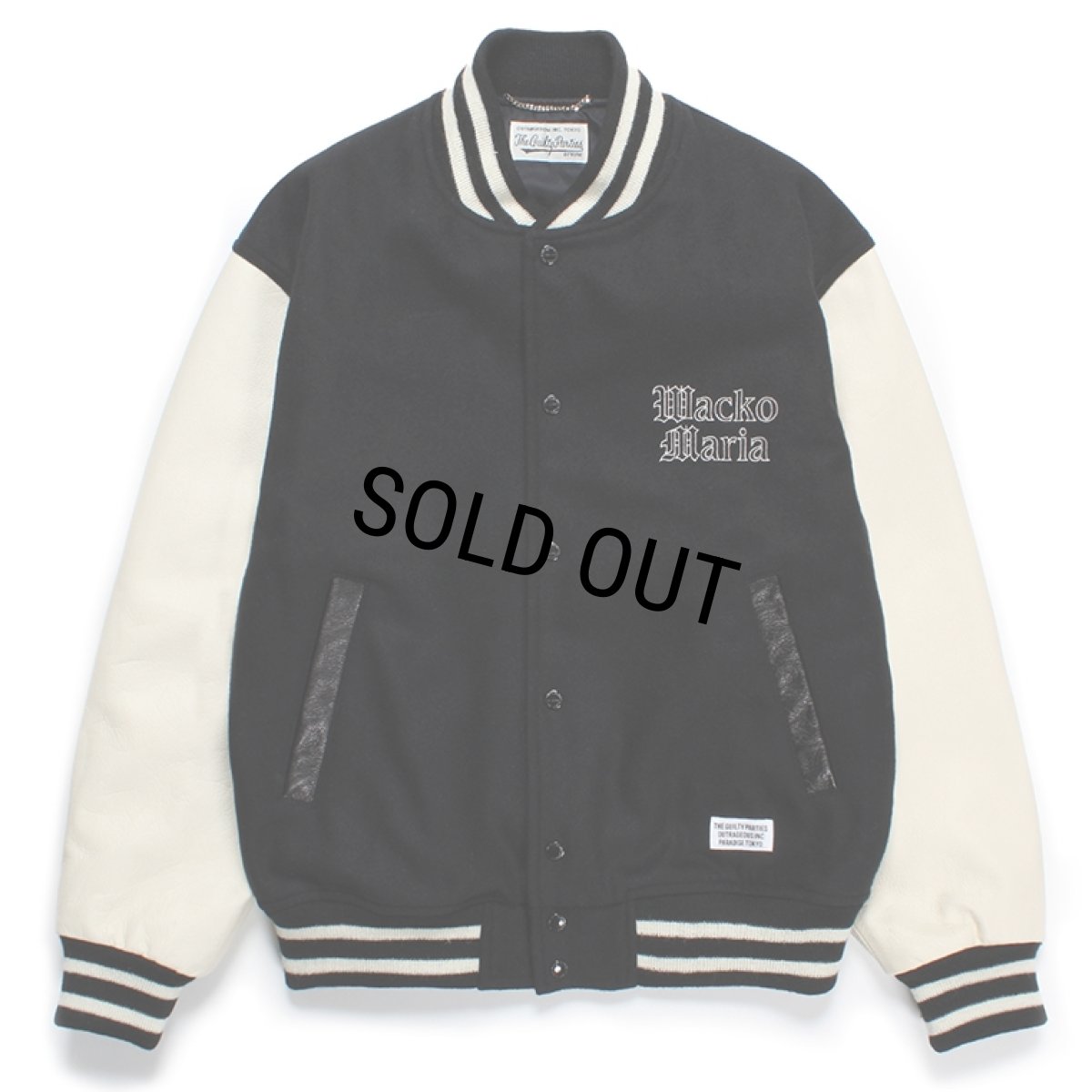 画像1: WACKO MARIA/LEATHER VARSITY JACKET（BLACK）［レザーヴァーシティJKT-24春夏］ (1)