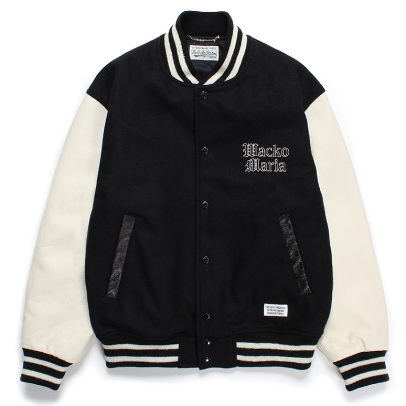画像1: WACKO MARIA/LEATHER VARSITY JACKET（BLACK）［レザーヴァーシティJKT-24春夏］