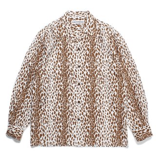 WACKO MARIA/LEOPARD OPEN COLLAR SHIRT（BROWN）［レオパードオープン