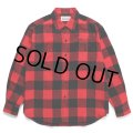 WACKO MARIA/BLOCK CHECK FLANNEL SHIRT（RED）［ブロックチェックフランネルシャツ-24春夏］