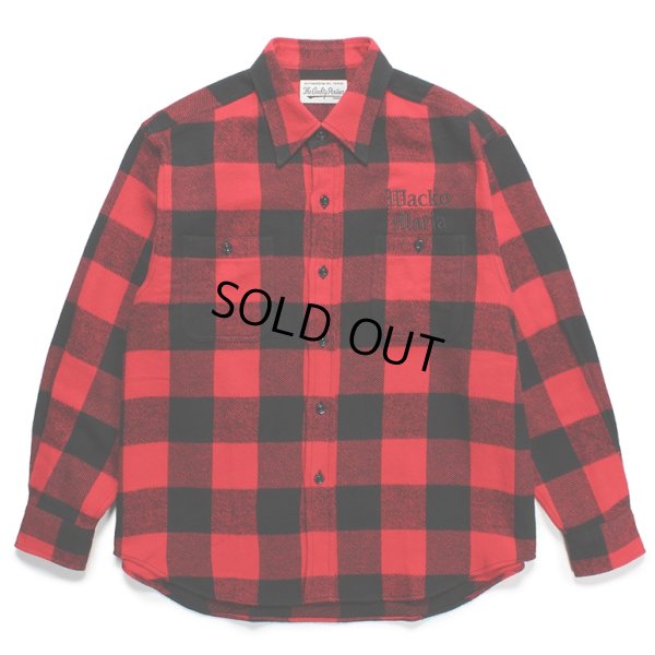 画像1: WACKO MARIA/BLOCK CHECK FLANNEL SHIRT（RED）［ブロックチェックフランネルシャツ-24春夏］