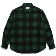 画像1: WACKO MARIA/BLOCK CHECK FLANNEL SHIRT（GREEN）［ブロックチェックフランネルシャツ-24春夏］ (1)