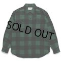WACKO MARIA/BLOCK CHECK FLANNEL SHIRT（GREEN）［ブロックチェックフランネルシャツ-24春夏］