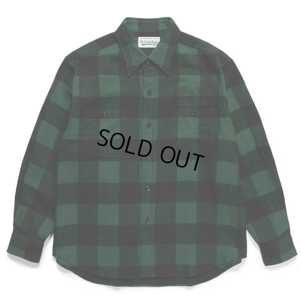 画像1: WACKO MARIA/BLOCK CHECK FLANNEL SHIRT（GREEN）［ブロックチェックフランネルシャツ-24春夏］