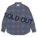 WACKO MARIA/BLOCK CHECK FLANNEL SHIRT（BLUE）［ブロックチェックフランネルシャツ-24春夏］