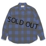 WACKO MARIA/BLOCK CHECK FLANNEL SHIRT（BLUE）［ブロックチェックフランネルシャツ-24春夏］