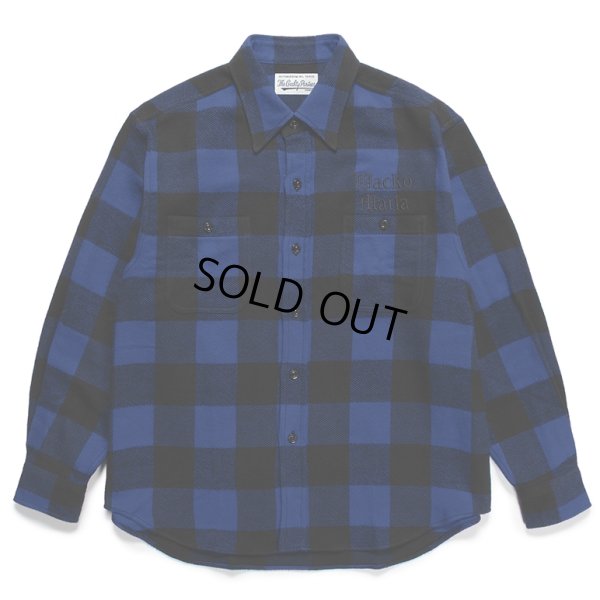 画像1: WACKO MARIA/BLOCK CHECK FLANNEL SHIRT（BLUE）［ブロックチェックフランネルシャツ-24春夏］