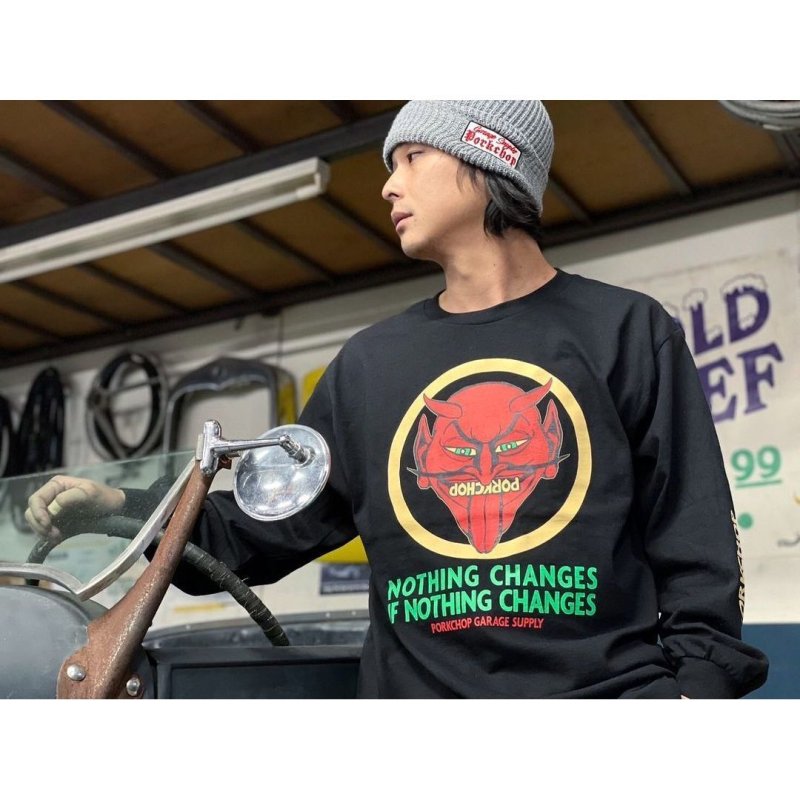 画像3: PORKCHOP/NOTHING DEVIL L/S TEE（BLACK）［プリント長袖T-24春夏］