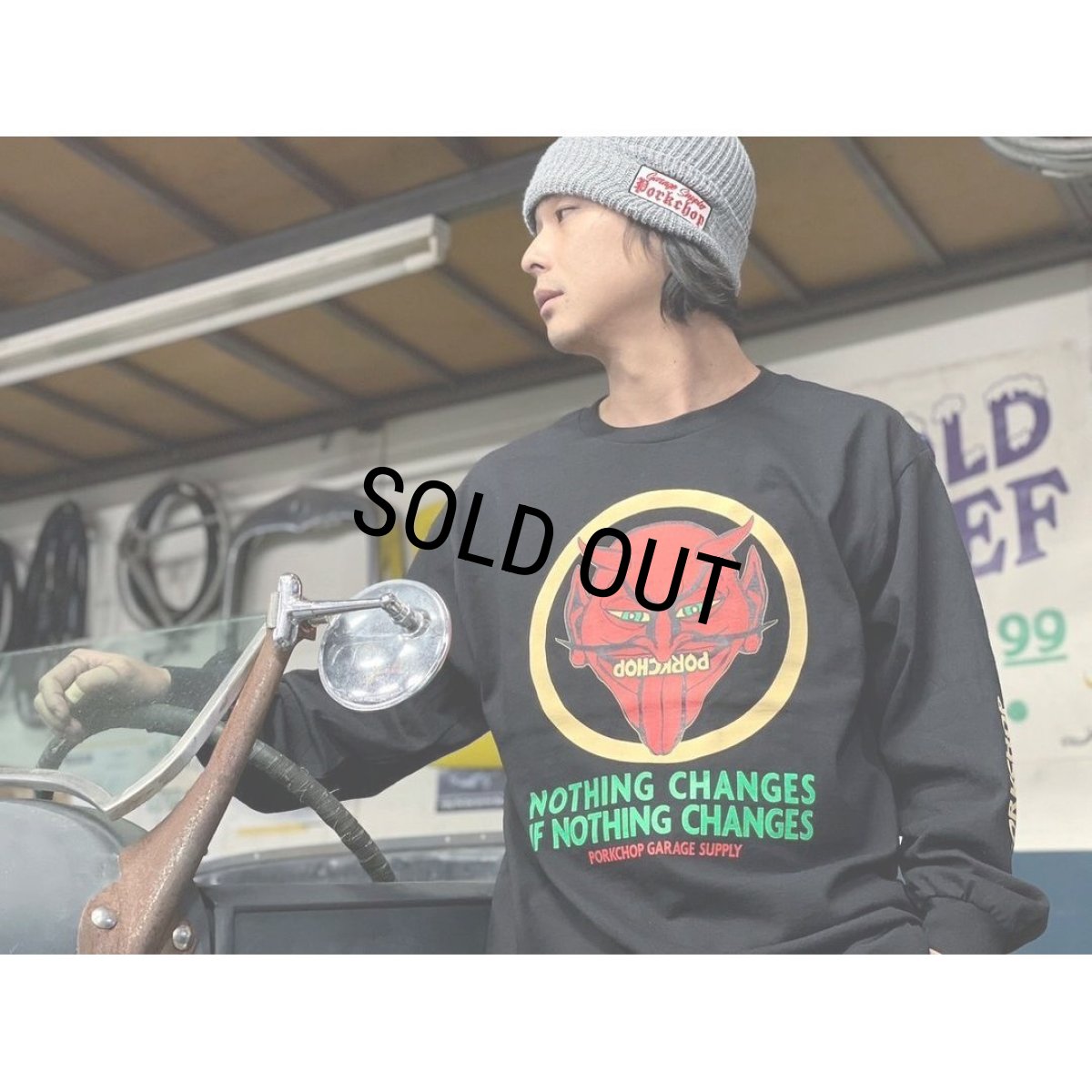 画像5: PORKCHOP/NOTHING DEVIL L/S TEE（BLACK）［プリント長袖T-24春夏］ (5)