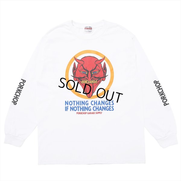 画像1: PORKCHOP/NOTHING DEVIL L/S TEE（WHITE）［プリント長袖T-24春夏］