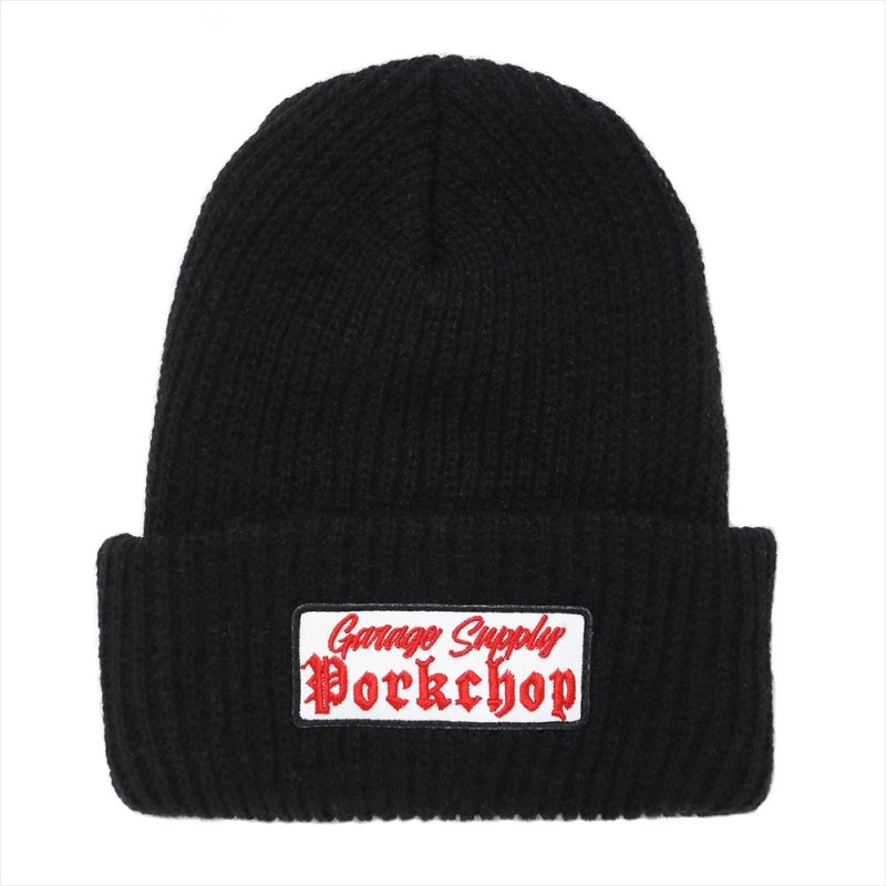 画像1: PORKCHOP/O.E. KNIT CAP（BLACK）［ニットキャップ-24春夏］