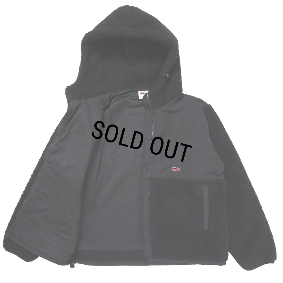 画像3: PORKCHOP/BOA FLEECE ZIP UP HOODIE（BLACK）［ボアフリースジップアップフーディー-24春夏］ (3)