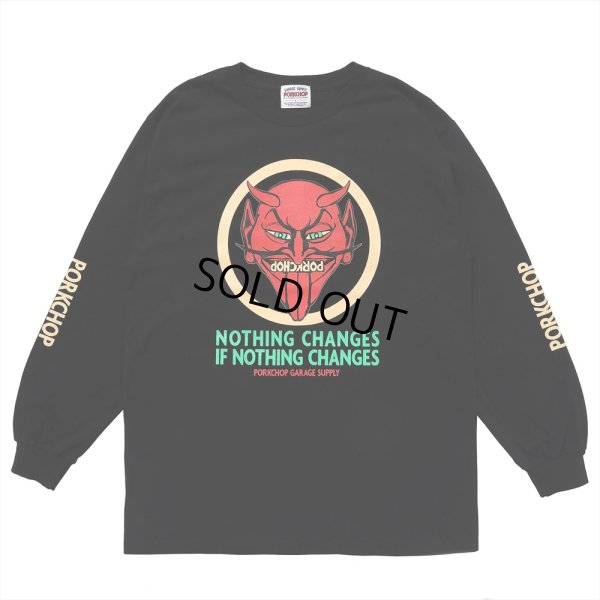 画像1: PORKCHOP/NOTHING DEVIL L/S TEE（BLACK）［プリント長袖T-24春夏］